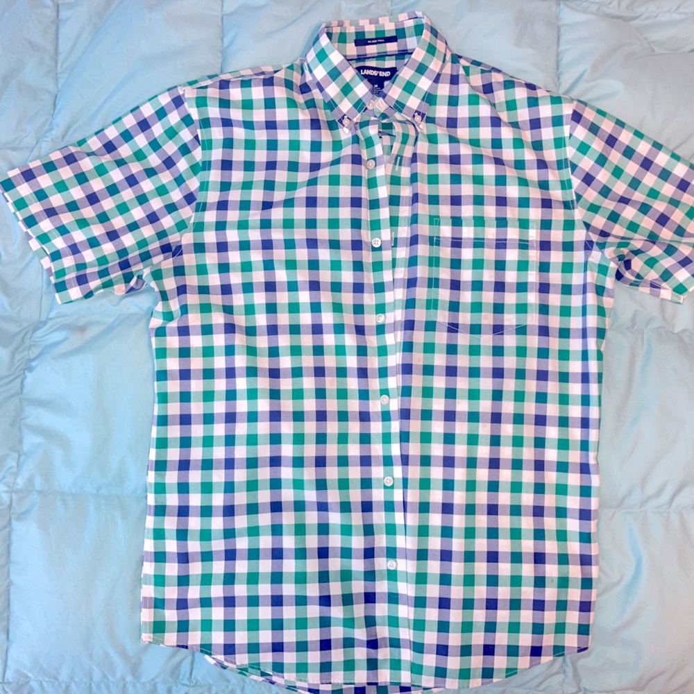 Medium 15-15.5 Lands End Mens No Iron short sleeve shirt -  30% off bundles!